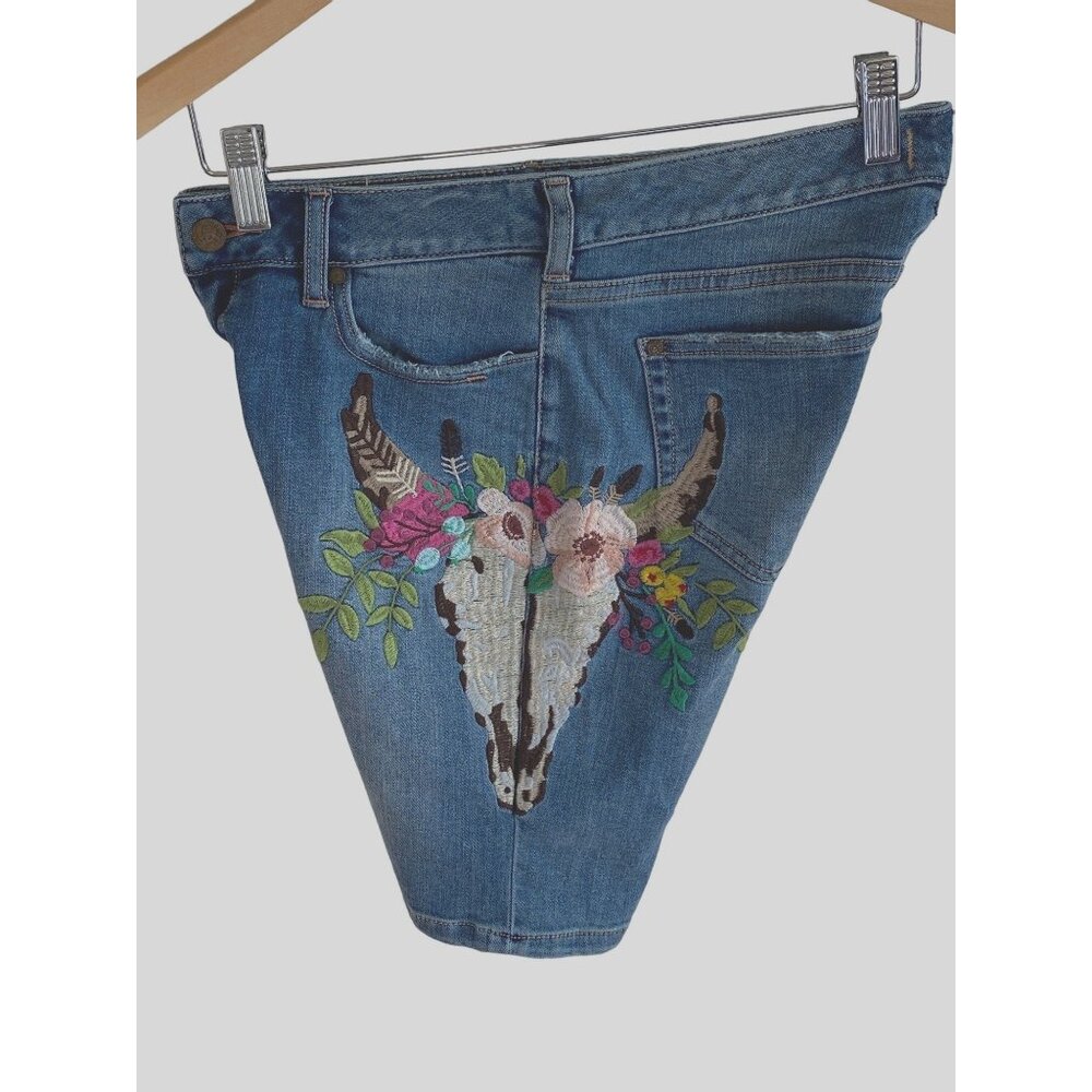 Sundance Shorts 27 Embroidered Denim Bermuda Western Rockabilly Stretch Rare! HT - Picture 13 of 16